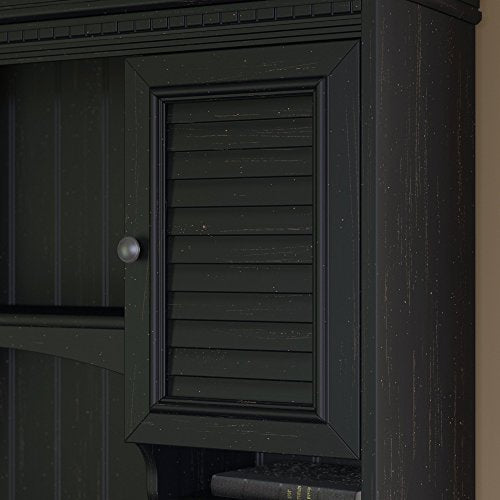 Bush Furniture Stanford Computer Desk with Hutch and 5 Shelf Bookcase in Antique Black