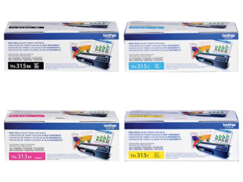 Brother TN315K, TN315C, TN315M, TN315Y High Yield Black, Cyan, Magenta and Yellow Toner Cartridge Set
