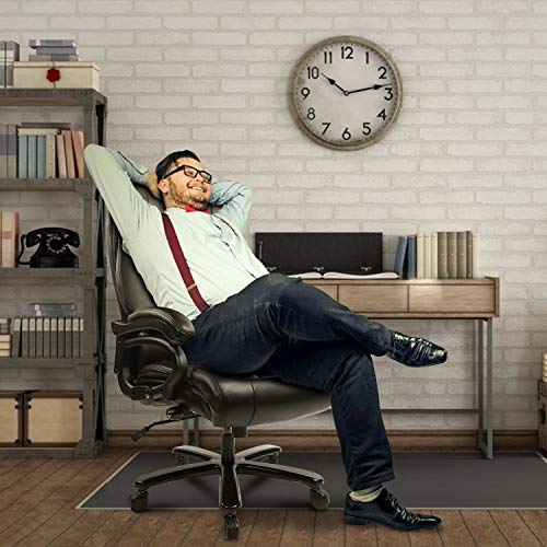 KBEST High Back Big & Tall 400lb Office Chair - Heavy Duty Metal Base, Adjustable Built-in Lumbar Support and Tilt Angle Large Bonded Leather Ergonomic Executive Desk Computer Swivel Chair, Black