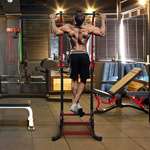 Power Tower Dip Station Pull Up Bar Adjustable Multi-Function Home Gym Fitness Equipment for Strength Training Workout Equipment, 330LBS
