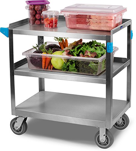 Carlisle FoodService Products Stainless Steel Utility Cart, 700 lbs Capacity, 33"x21"x36", 3 Shelf