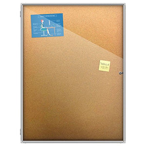 Thornton's Office Supplies Indoor Aluminum Frame Wall Mount Enclosed Cork Bulletin Board with Locking Door (48 x 36) Lockable Noticeboard Display Case