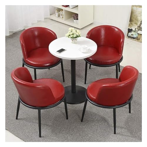 DioOnes Table Set - Office & Conference Dining Set of 5, White Round Table & 4 Chairs