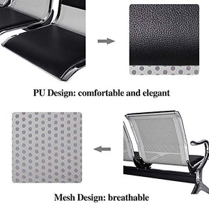 Kinfant Waiting Room Chair Bench - Guest Reception Chairs (2+3-seat, Black-Mesh+PU)