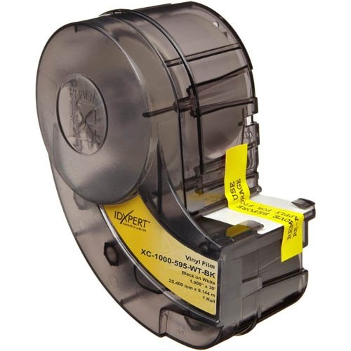 Brady XC-1000-595-WT-BK, 142315 1" x 30' LABXPERT Indoor/Outdoor Vinyl Label, Black, 2 Cartridges