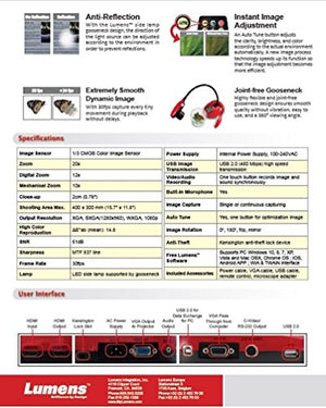 Lumens DC193 Full HD Portable Document Camera, Red