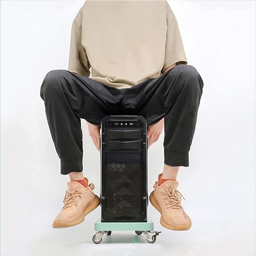 WAOCEO Rolling CPU Stand with Lockable Wheels, White, 400mm*300mm