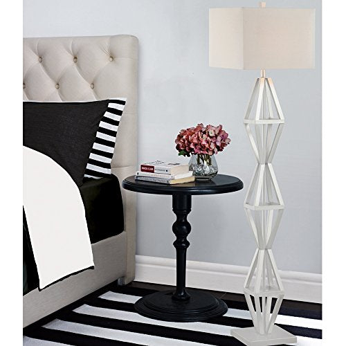 Catalina Lighting  20613-000 Maddox Silver Floor Lamp with White Rectangle Shade