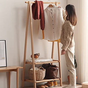 BinOxy Free Standing Coat Rack - Wood Floor-to-Ceiling Clothes Rack (Color: D, Size: M)