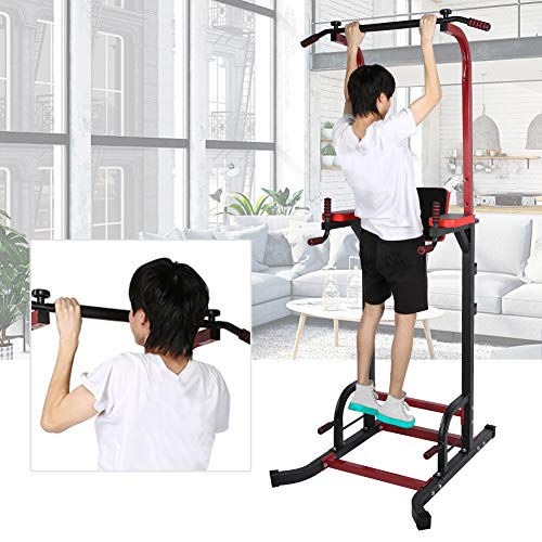 Pull Up Bar, Steel Horizontal Power Tower Dip Station Easy to Install Height Adjustable Indoor Exercise Strength Domestic Pull‑up Trainer for Home Gym Strength Training Workout Equipment