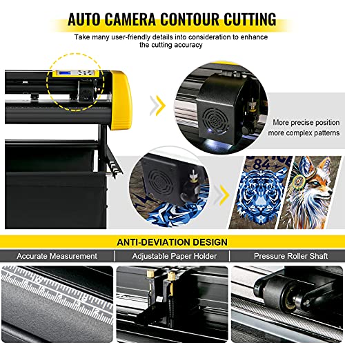 VEVOR Vinyl Cutter Machine, 720mm Cutting Plotter, Automatic Camera Contour Cutting 28” Plotter Printer with Floor Stand Vinyl Cutting Machine Adjustable Force and Speed for Sign Making Plotter Cutter