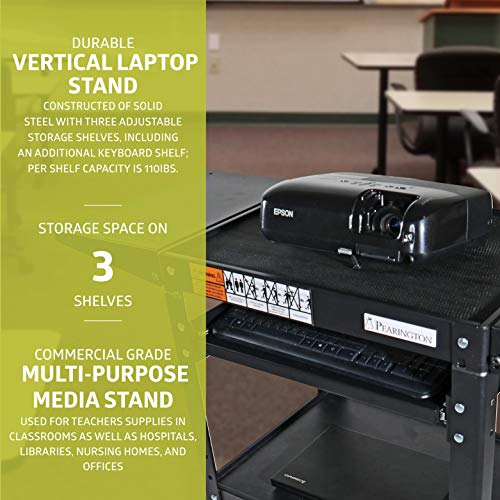 Pearington Rolling AV Cart with Drop Leaves and Adjustable Shelves