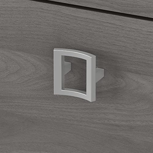 Bush Business Furniture Echo L Shaped Bow Front Desk with Mobile File Cabinet, Pure White/Modern Gray, 60W