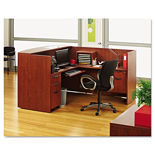 Alera Valencia Series Reception Desk with Transaction Counter - Medium Cherry