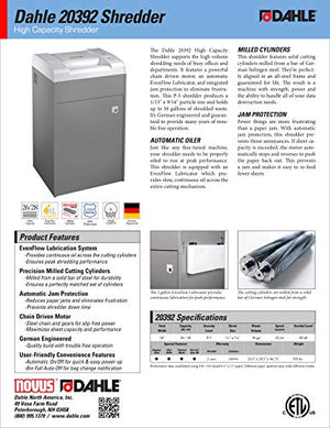 Dahle High Capacity Paper Shredder with Jam Protection, Security Level P-5, Shreds CDs - 25 Sheet Max