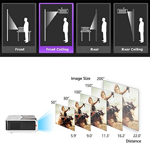 Smart TV Projector Bluetooth Wireless, EUG 4200 Lumen LED Home Cinema Video Projectors with Android 6.0,Wi-Fi,HiFi Speaker,Max 200" LCD TFT for Blu ray DVD Xbox PS4 Laptop Fire TV Stick Outdoor Movie