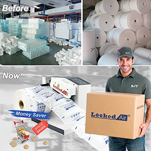 Air Cushion Machine No Preheat Fast Speed 26ft/min with 328' Free Air Pillow Film Rolls Portable Small Air Bubble Maker Machine 110V Packing Supplies for Industrial Business