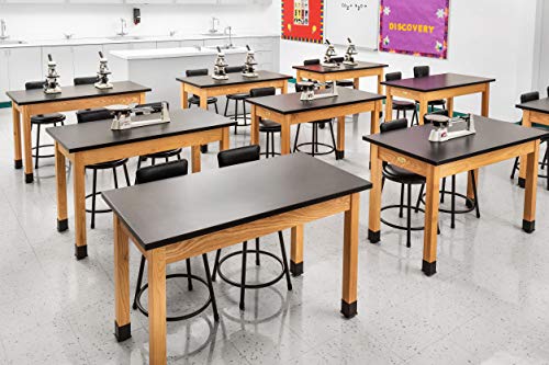 National Public Seating Science Table, 24" x 48", Chem Res Top, Black Top, Ashwood Legs