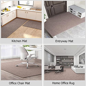 None Grey Office Chair Mat for Hardwood Floor, Non-Slip Desk Rug, Soundproof Mat for Drum Stand & Upright Piano (60x90cm)