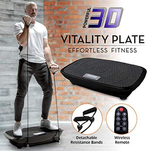 Daiwa Felicity Vitality Plate Vibration Plate Machine - Whole Body Workout 3D Vibration Fitness Platform w/Resistance Bands