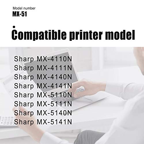 MX-51NT [4Pack,1BK+1C+1M+1Y] Compatible Toner Cartridge Replacement for Sharp MX-4110N 4111N 4140N 4141N 5110N 5111N 5140N 5141N Printer Toner Cartridge.