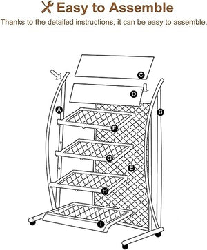 HACSYP Leaflet Display Stand, 4 Tier Mail Organizer, Floor-Standing Brochure Holder with Wheels