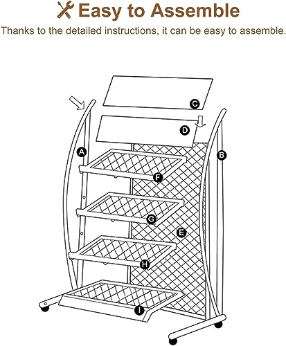 HACSYP Leaflet Display Stand, 4 Tier Mail Organizer, Floor-Standing Brochure Holder with Wheels