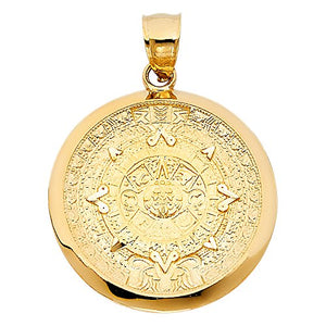 TGDJ Gold Aztec Charm Mayan Calendar Pendant, 1" Diameter