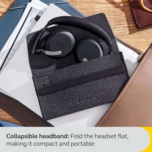 Jabra Evolve2 65 Flex Stereo Headset with Bluetooth & Wireless Charging Pad - Noise-Cancelling ClearVoice Technology - Black