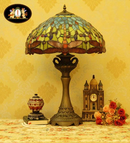 Tiffany Europaische retro style hand-painted stained glass table lamp