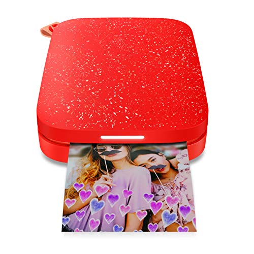 HP Sprocket 200 Portable Photo Printer | Instantly Print 2x3" Sticky-Backed Photos From Your Phone | Cherry Tomato (1AS90A)