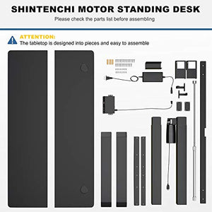 Shintenchi Electric Standing Desk, 63 x 24 Inch Height Adjustable Sit Stand Desk Morder Home Office Stand Up Desk Computer Work Station with Splice Board,Black