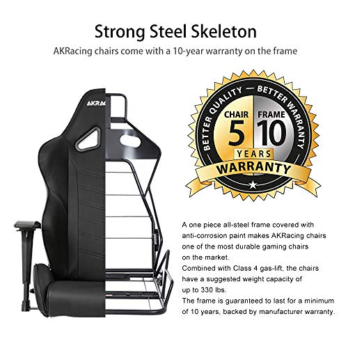 AKRacing Core Series LX Gaming Chair with High Backrest, Recliner, Swivel, Tilt, Rocker and Seat Height Adjustment Mechanisms with 5/10 Warranty - Black