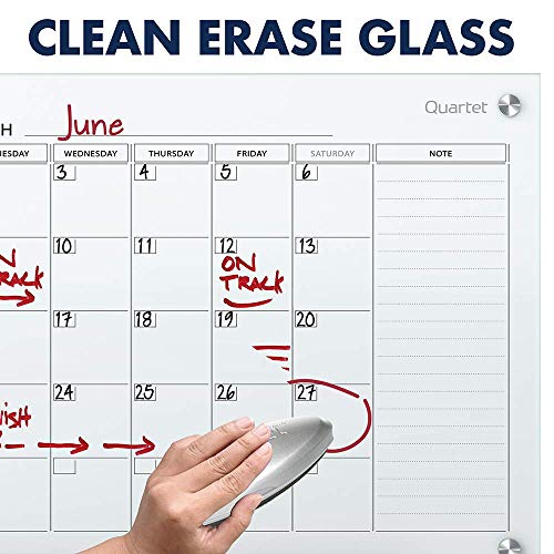 Quartet Magnetic Whiteboard Calendar, Glass Dry Erase White Board Planner, 4' x 3', White Surface, Frameless, Infinity (GC4836F)
