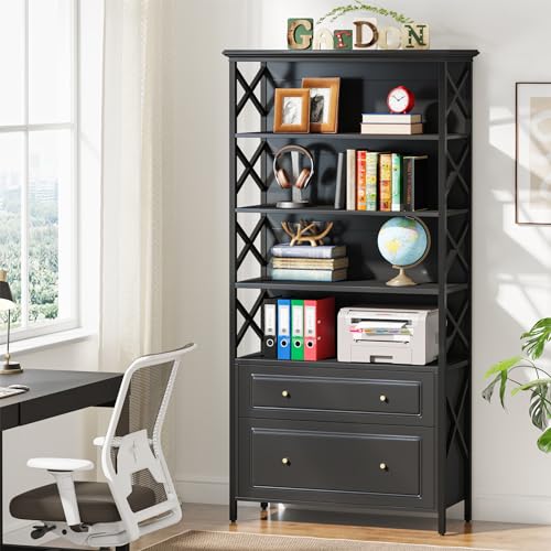 Tribesigns 2 Drawer File Cabinet with Shelves - Vertical Filing Cabinet for Home Office