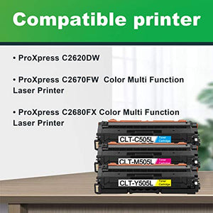 3 Pack(C/M/Y) CLT-C505L M505L Y505L Toner Cartridge Replacement for Samsung 505L ProXpress C2620DW C2670FW C2680FX Color Multi Function Laser Printer Toner.