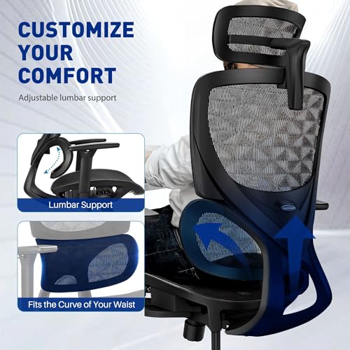 Actfull Mesh Seat Computer Chair with Easy Wire-line Control and Headrest