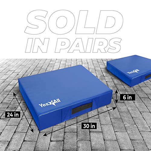 Yes4All Silencer Drop Pads/Weightlifting Drop Pads with PVC Cover & Easy Carry Handles – Sold in Pairs (Weight: 40lb Pair / 20lb Single), Blue
