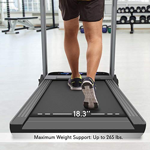 SereneLife Folding Digital Portable Electric Treadmill – Large Running Surface - Compact Slim Fitness Training Cardio Equipment for Home Workouts, walking Exercise – Minimal Profile Running Machine﻿