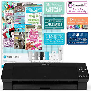 Silhouette Black Cameo 4 Creative Bundle w/ 26 Oracal 651 Sheets, 12 HTV Sheets, Guides, Tools, and More