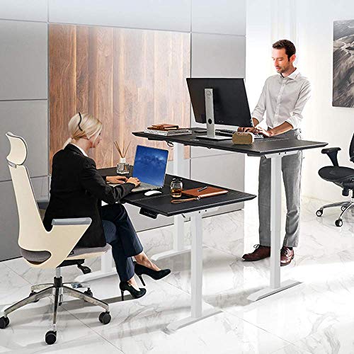 Oneofics Dual Motor Electric Height Adjustable Stand Up Desk Frame Standing Office Workstation Base with Memory Function (White)