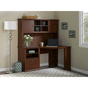 Bush Furniture Yorktown Corner Desk with Hutch in Antique Cherry