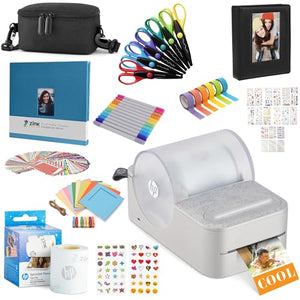 HP Sprocket Panorama Portable Color Label & Photo Printer Bundle