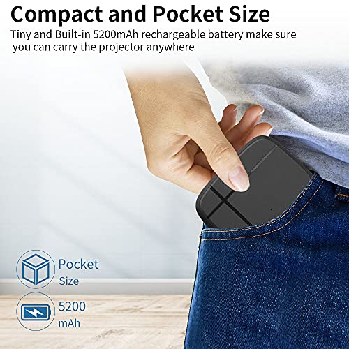 ZCGIOBN Pocket DLP Mini Projector 3D WiFi Full HD 1080P Supported Outdoor Movie Cinema Wireless Airplay Home Theater