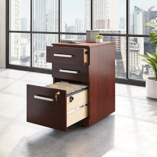 Sauder OfficeWorks Affirm 3 Drawer Mobile File Cabinet, Classic Cherry, 15.55" x 19.45" x 28.43