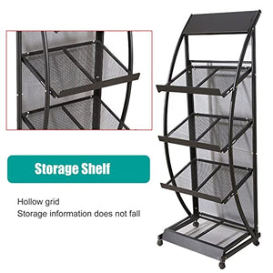 IxapA Commercial Magazine Racks Holder Floor-Standing - Black