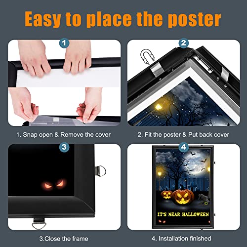 Spolehli LED Poster Frame 27"×40" Snap Frame with Dimmer Switch Illuminated Backlit Movie Poster Frame in Black Adjustable Brightness Gift for Chrismas Decorations Home Theater Advertisement
