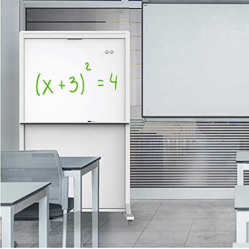 Quartet Dry Erase Easel, Magnetic, 40" x 68", Motion Dual-Track, Mobile, Aluminum Frame (ECM4068DT)