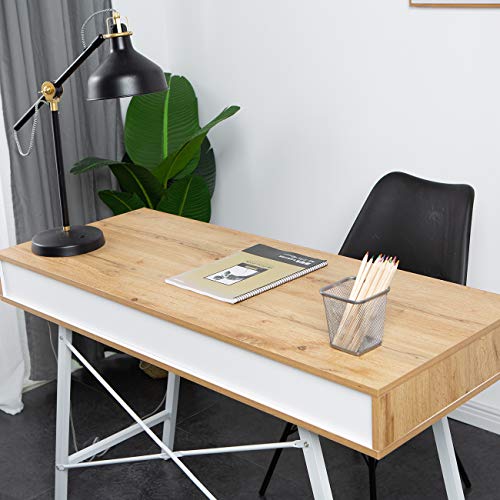 SDHYL 47 inches Home Office Desk Computer Desk with Drawers Workstation for Bedroom Drawing Table Office Table, S7-GCBG1019-US-N