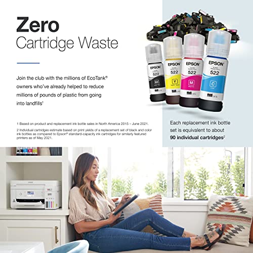 Epson EcoTank ET-2800 Wireless Color All-in-One Cartridge-Free Supertank Printer with Scan and Copy – The Ideal Basic Home Printer - White (Renewed)